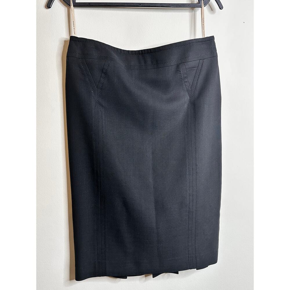 Karen Millen Black‎ Wool Blend Pencil Skirt Tailored Pleated Back SB111 US 6